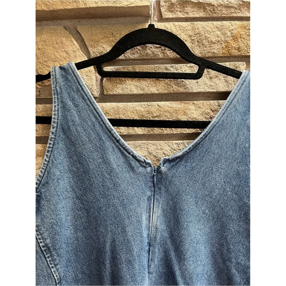 GAP Indigo Blue Denim Scoop Tank Dress Pockets Jumper Size 14 Petite - Picture 8 of 10